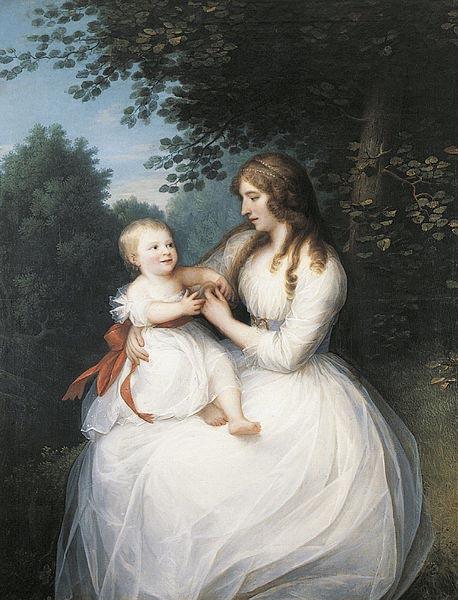 Erik Pauelsen Portrait of Friederike Brun with her daughter Charlotte sitting on her lap